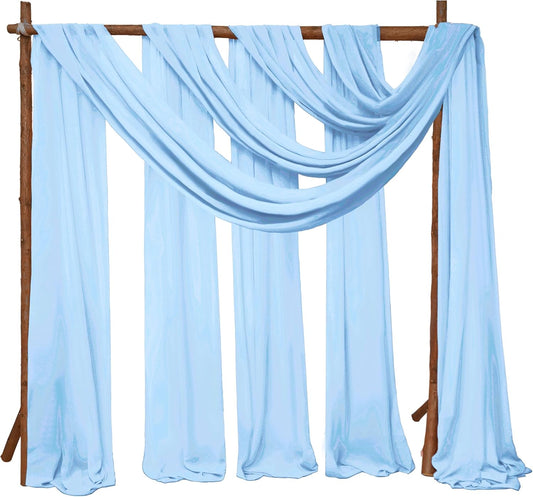 4 Panels Wedding Arch Draping Fabric 28" x 20Ft Chiffon Wedding Arch Drapes Chiffon Fabric Drape Sheer Backdrop Curtain for Weddings Party Ceremony Birthday Reception Backdrop Ceiling Décor(Baby Blue)