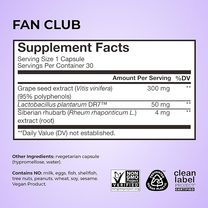 HUM Fan Club - Menopause Probiotic Supplement with Siberian Rhubarb for Women - May Provide Multi-Symptom Relief for Hot Flashes & Low Energy. Helps Hormonal Balance (30-Count)