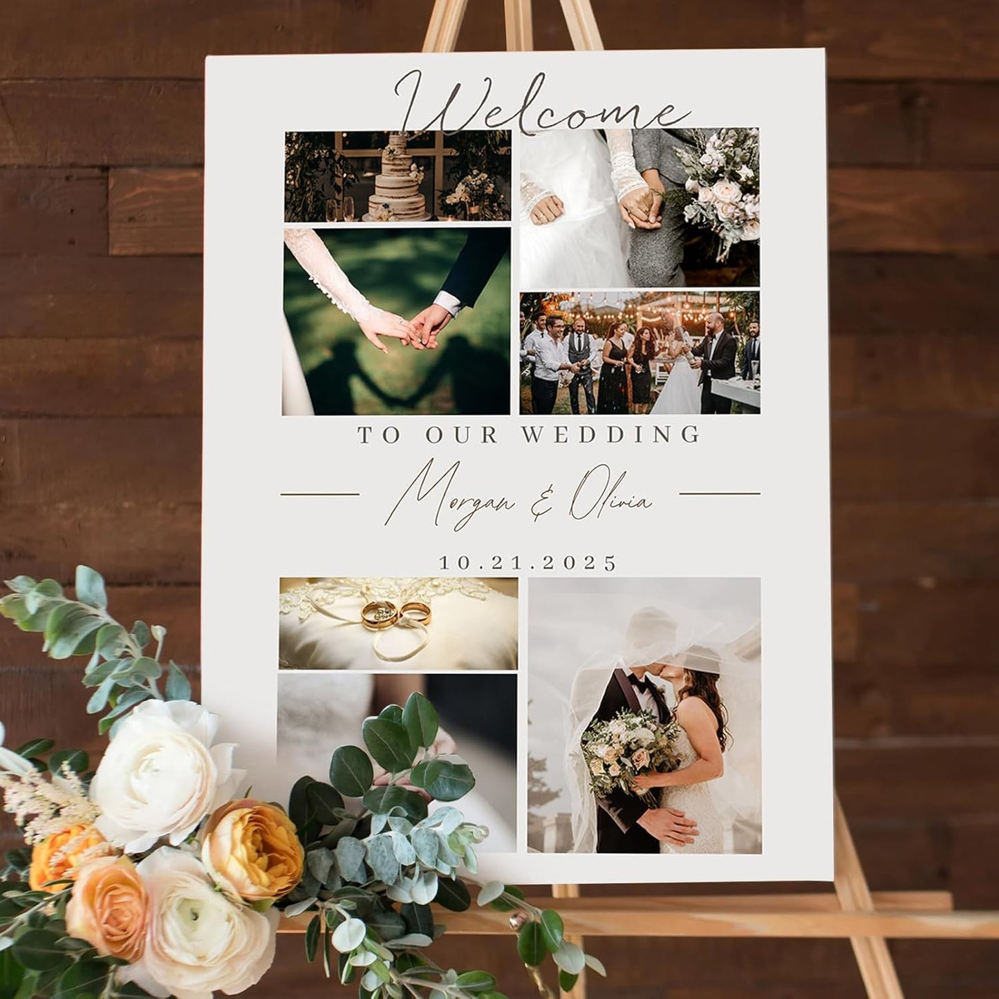 Personalized Wedding Welcome Sign with Photo, Custom Bride & Groom Decor Corrugated Plastic H Stake, Small to Medium Size, Welcome To Our Wedding Sign for Ceremony and Reception