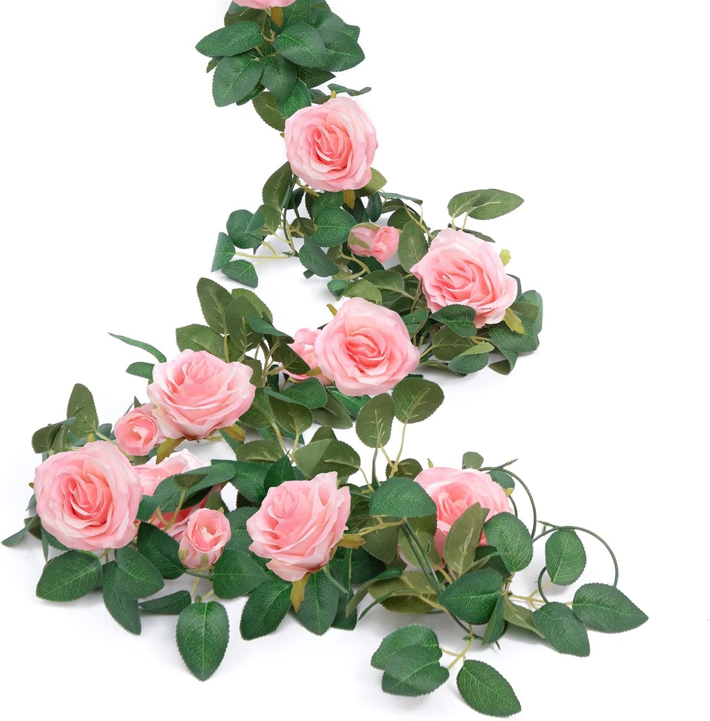 U'Artlines 3 Pack Artificial Pink Rose Vines Floral Garlands Total 19.5 Ft Fake Vine Silk Flower Garland for Indoor Outdoor Home Wedding Arch Garden Wall Decoration