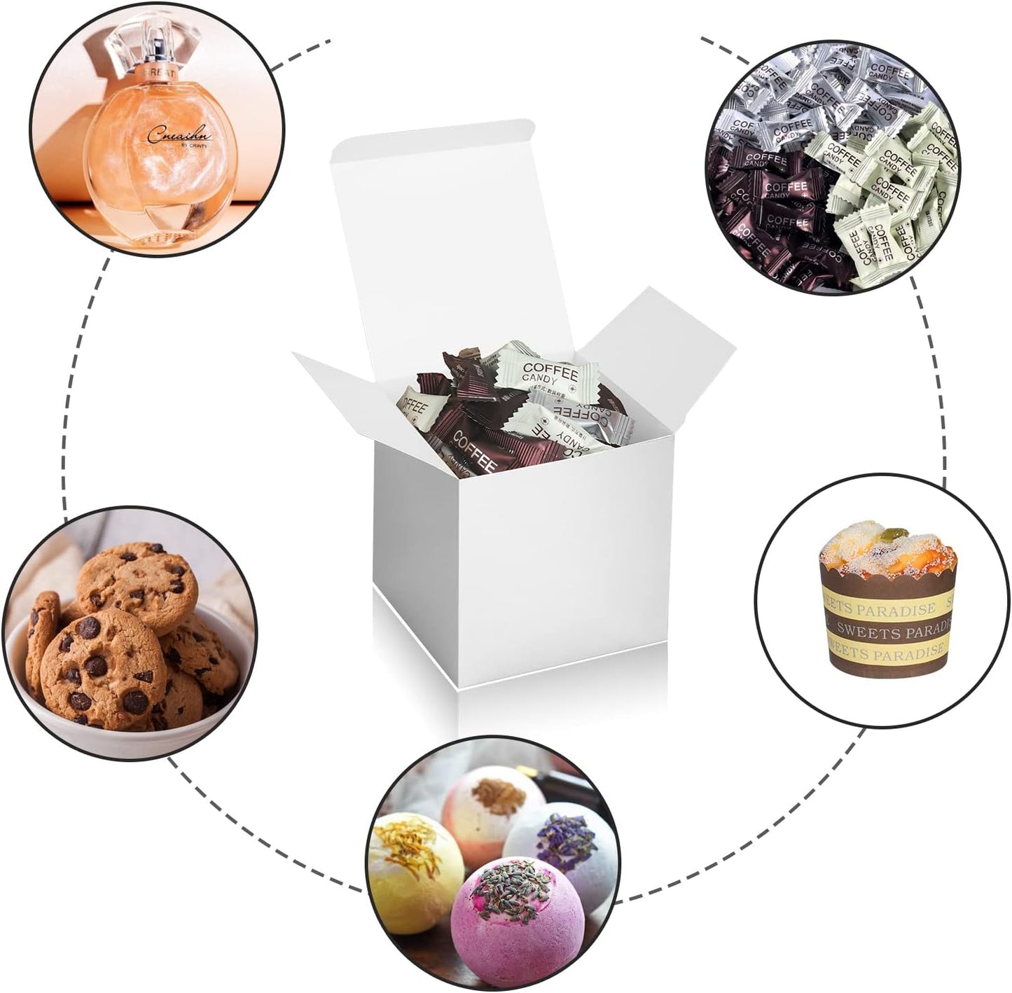 50 Pack Small Gift Boxes, 3x3x3 Favor Boxes Silver Paper Gift Boxes with Lids for Presents, Crafting, Cupcake Boxes, Gifts, Candy Boxes for Wedding Party Bridal Shower Baby Shower Favors