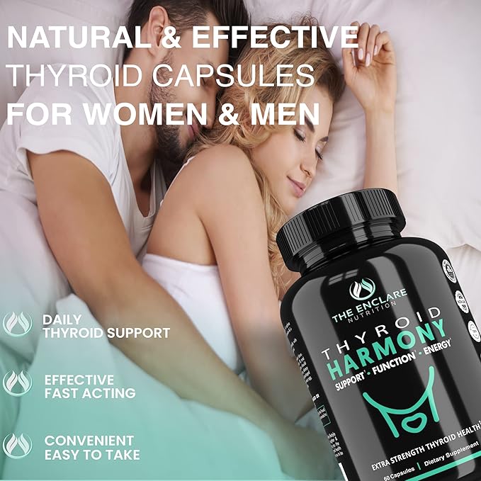 THE ENCLARE NUTRITION Thyroid Support Supplement with Iodine - Balance Hormones for Energy, Metabolism, Focus, Stress, Mood. Ashwagandha, Zinc, Selenium, Vitamin B12, Kelp, Magnesium, L Tyrosine (1)
