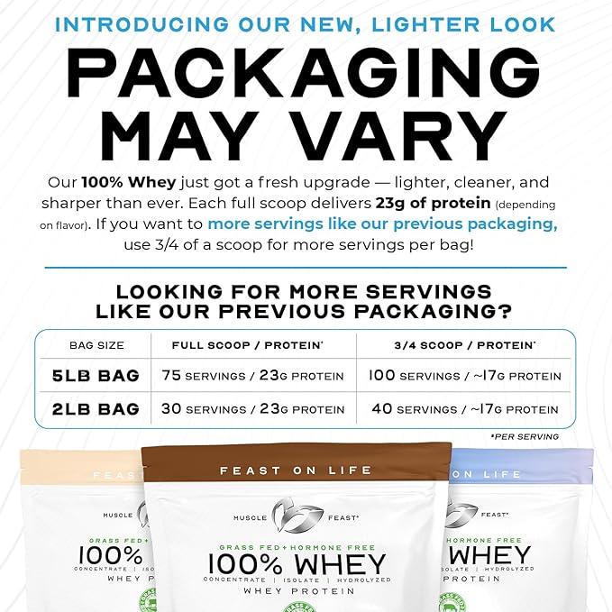 Muscle Feast 100% Grass Fed Whey Protein Powder, All Natural, Hormone Free Paure Raised Whey Protein Powder for Women & Men - Whey Concentrate, Isolate & Hydrolyzed Protein Powder Blend - Vanilla, 5lb