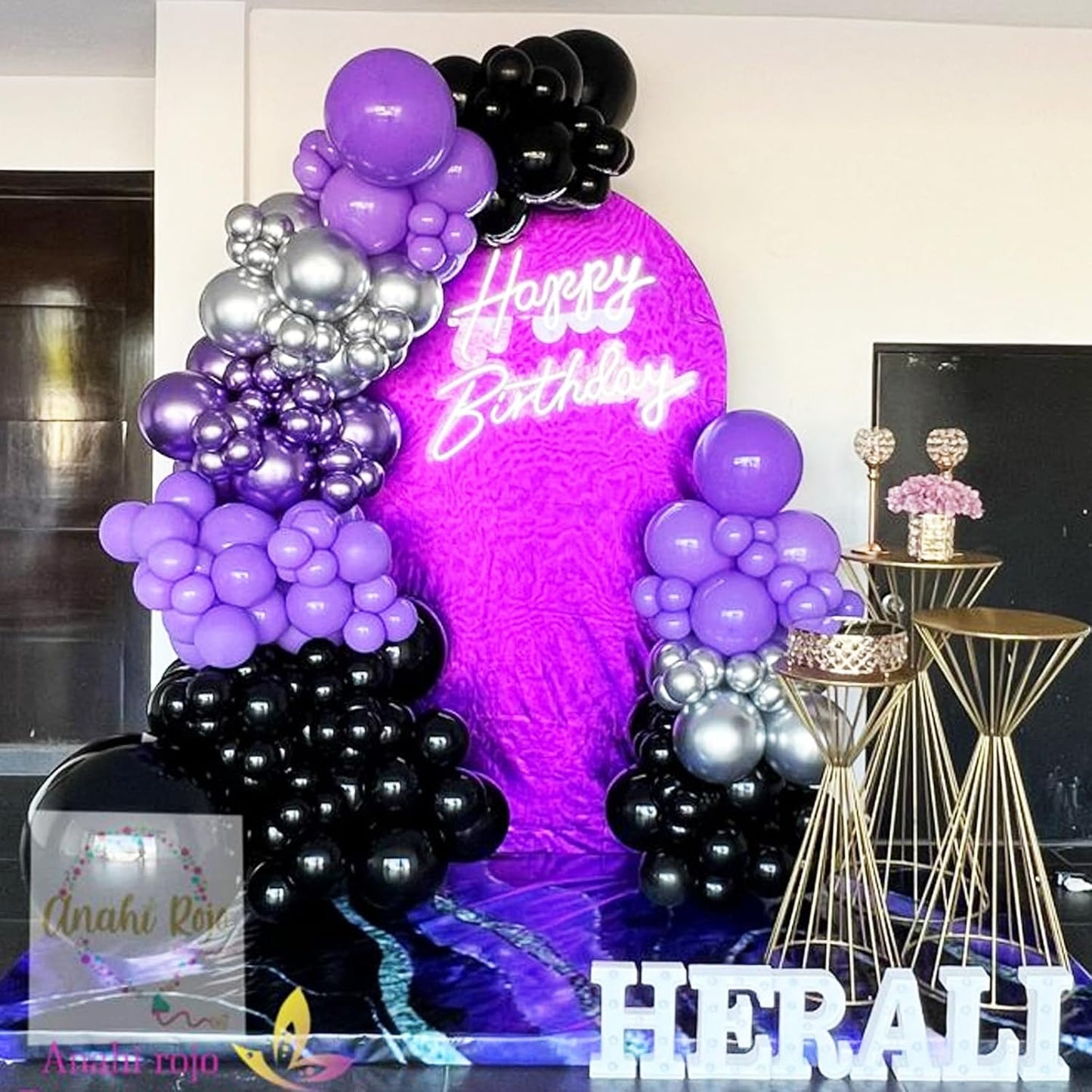 50pcs Purple & Black Balloons - 12in Metallic Silver, Black with Ribbons & Confetti for Halloween, Birthdays, Anniversaries & Graduations