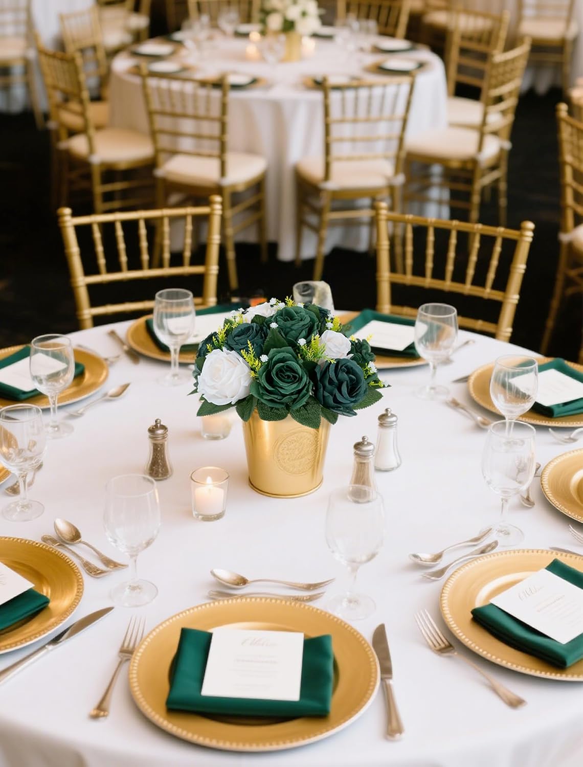 BLOSMON Green Flowers Artificial for Decoration: 2 Pcs Fake Rose Balls Centerpiece for Wedding Table - Faux Silk Kissing Bouquet Floral Arrangement for Home Party Event Decor