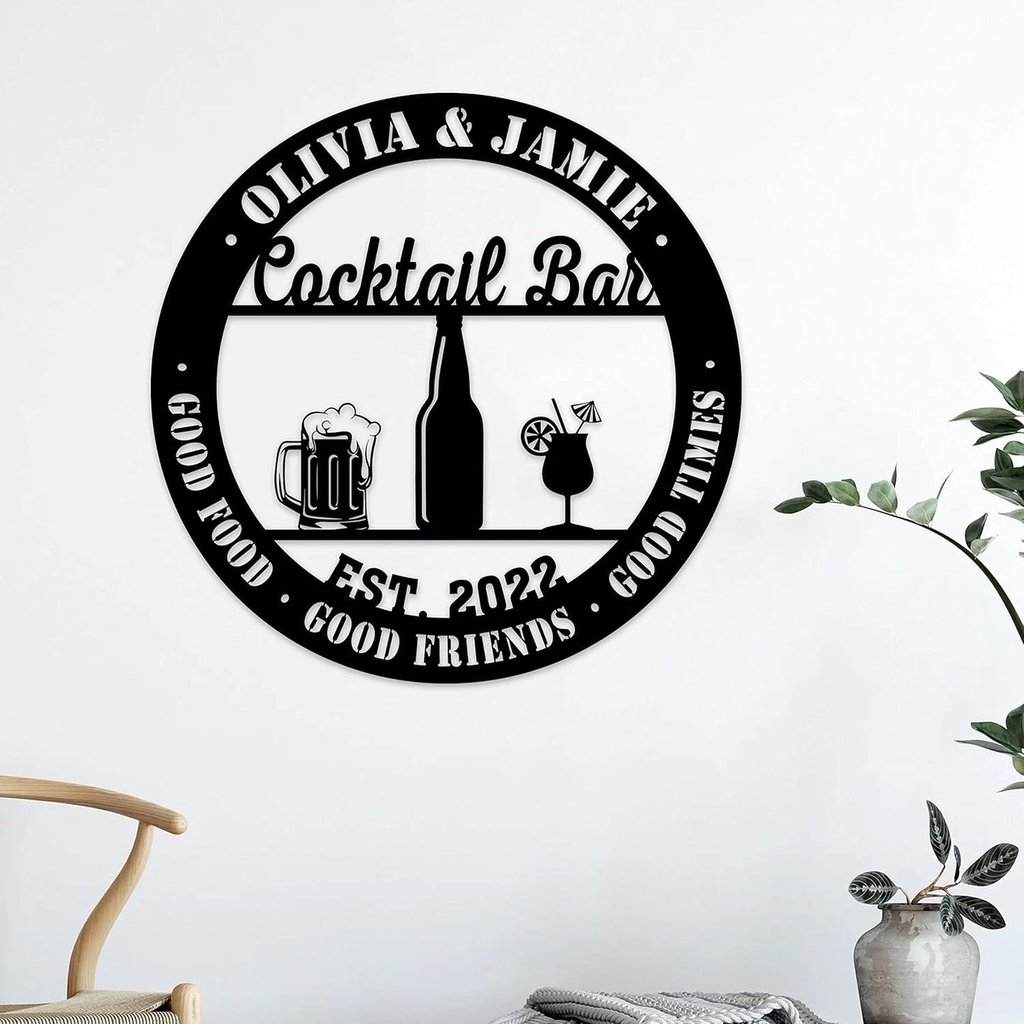 Personalized Cocktail Bar Metal Sign LED Lights, Cocktail Sign, Drinking Lounge, Cocktail Lovers Gift, Father Day Gift, Bar Decor for Home