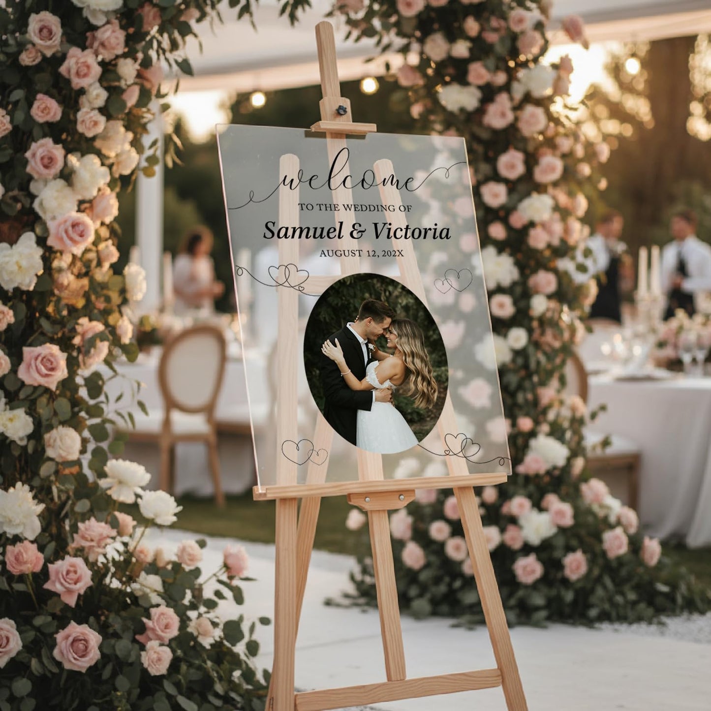 Personalized Wedding Photo Acrylic Welcome Sign – Custom Picture Board with Bride & Groom Names, Elegant Acrylic Wedding Reception Entrance or Ceremony Decoration, Indoor & Outdoor Keepsake Gift #9