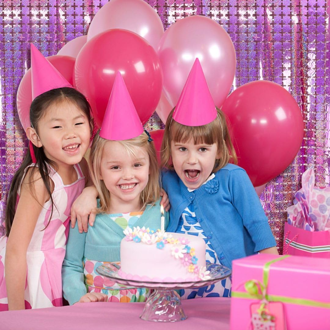 Pink Tinsel Curtain Party Backdrop,10pcs Square Foil Fringe Curtain Pastel Pink Streamers Party Decorations for Bachelorette Princess Birthday Valentines Day Sleepover Slumber Theme