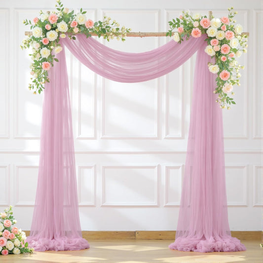 Wedding Arch Draping Fabric Backdrop 2 Panel 30" x 19Ft Dusty Rose Drapes Curtains for Wedding Reception Sheer Tulle Backdrop Curtain for Ceremony Birthday Party Baby Shower Arbor Ceiling Decorations