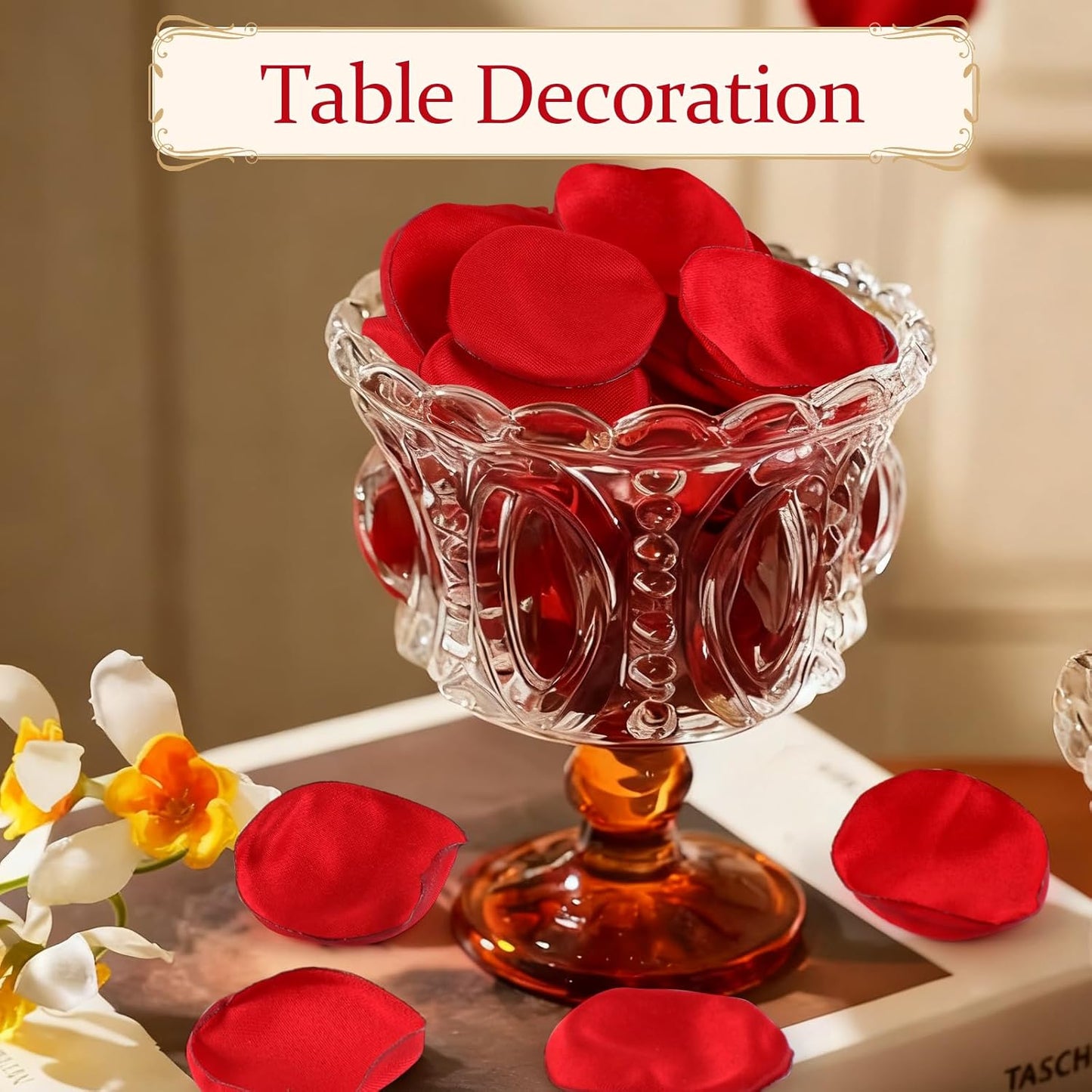 300pcs Dark Red Faux Silk Rose Petals - Perfect for Wedding Aisles, Flower Girls, Tables, Party Confetti, Bridal Showers and Home Decor