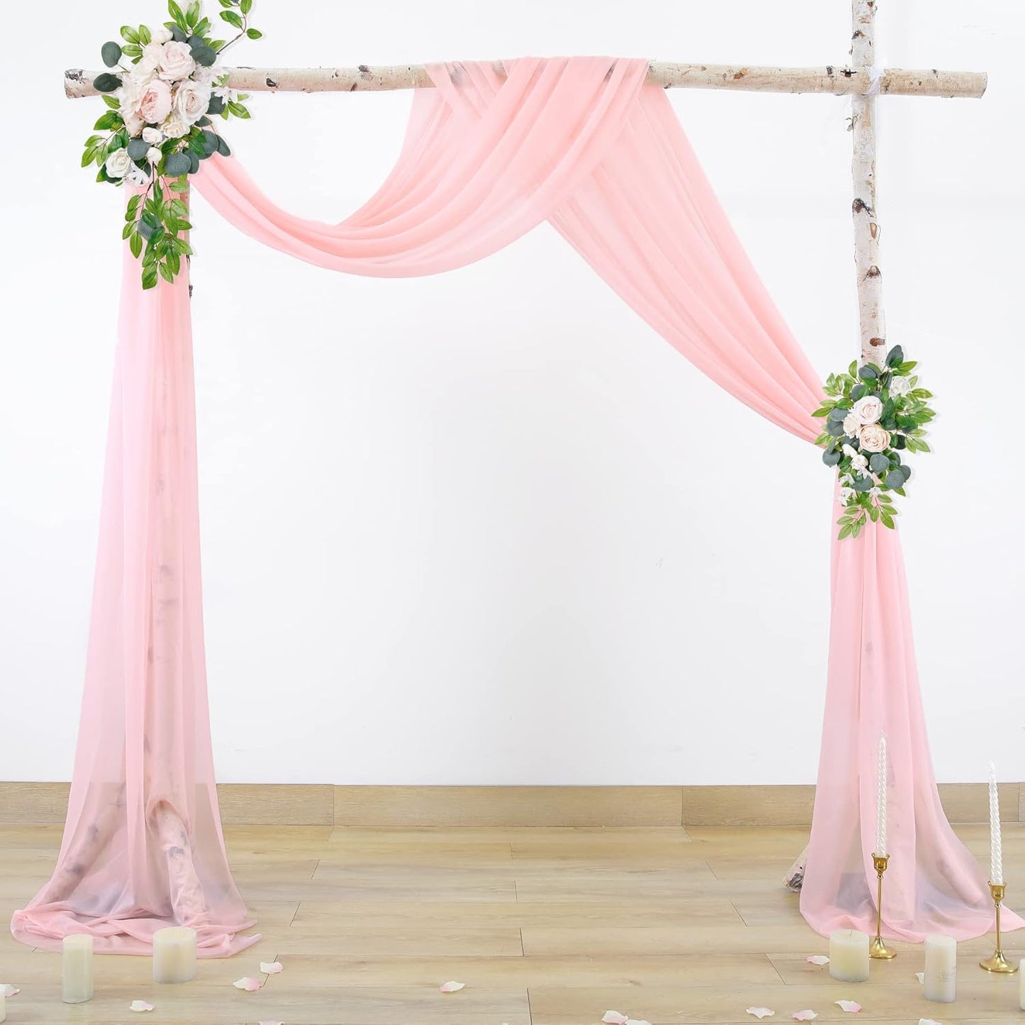 Blush Wedding Arch Draping Fabric Sheer Arch Drapes Backdrop Curtain for Ceremony Party Wedding Decor 19Ft Length x 28" Width 1 Panel