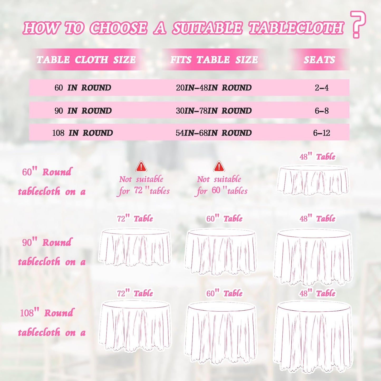 KKJIAF 1 Pack Round Table Cloths 90 Inch, Light Pink Overlay Round Satin Table Cover, Silky Satin Dining Tablecloths for Wedding Buffet Parties Banquet Decoration