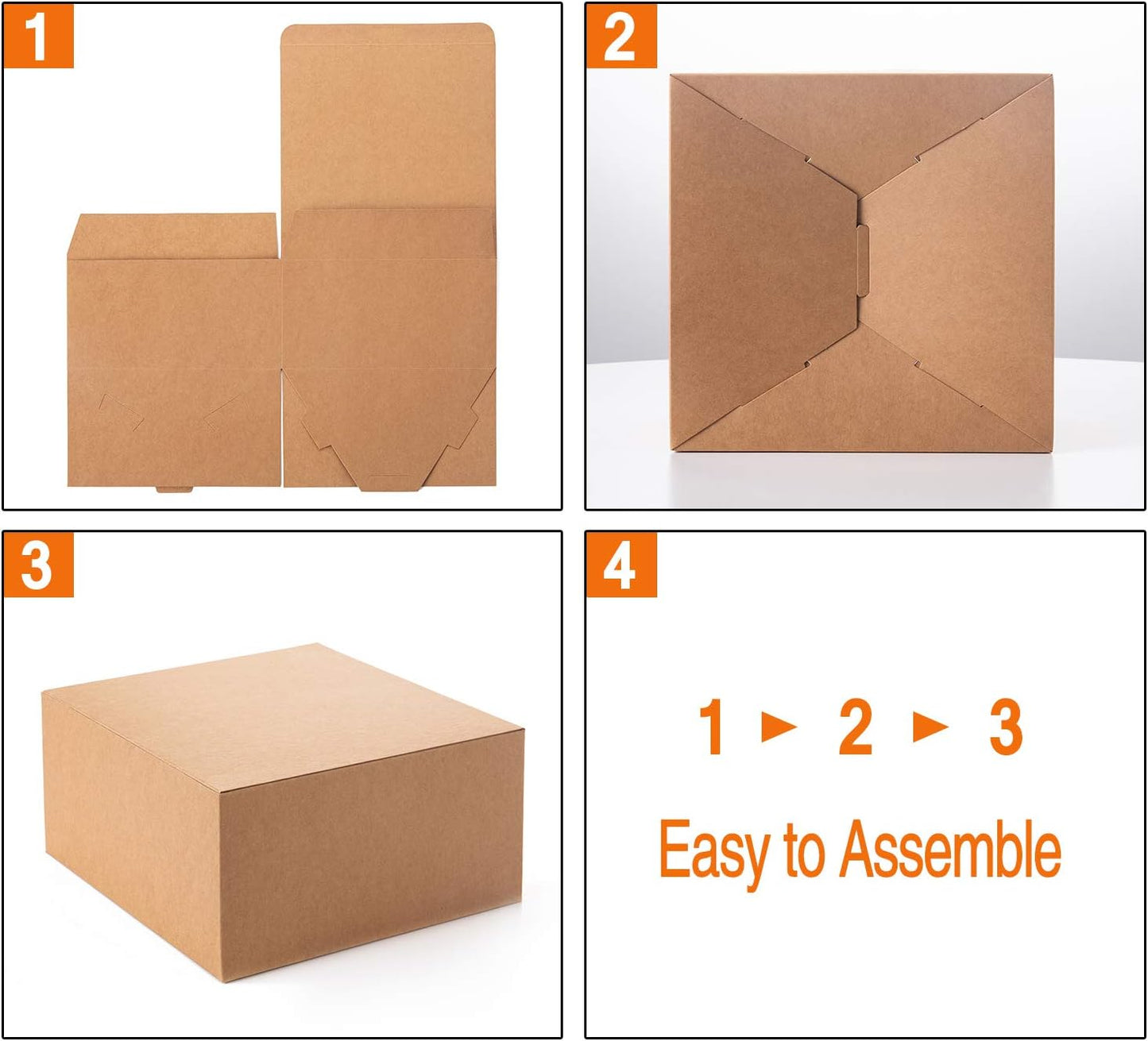 GEFTOL Gift Box 20 Pack 8 x 8 x 4 inches Fold Box Paper Gift Box Bridesmaids Proposal Box for Bridal Birthday Party Christmas（Brown）