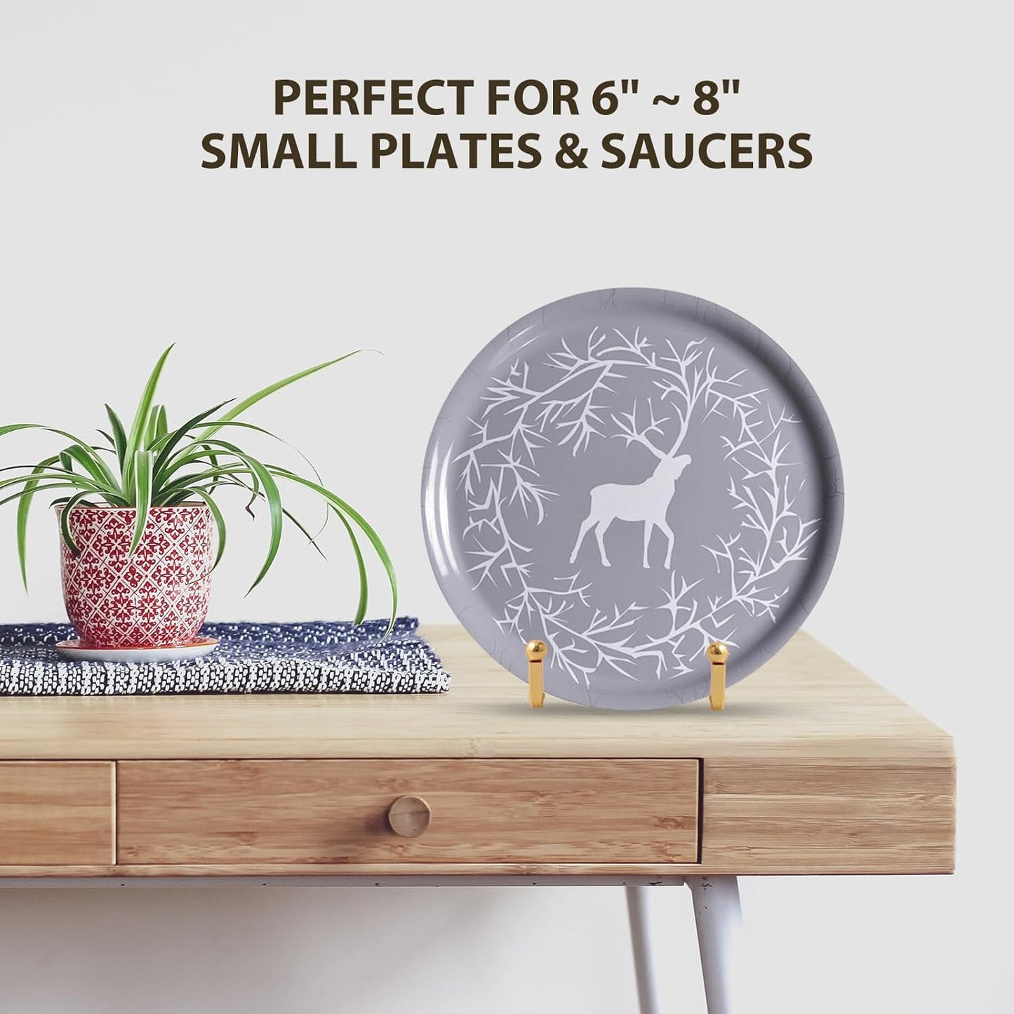 Plate Holder Easel Display Stand - 3 inch Metal Plate Stands for Display - Tabletop Picture Stand - Gold Iron Easels for Display Pictures | Photo Frames | Book | Decorative Plates | Plaque - 4 Pack