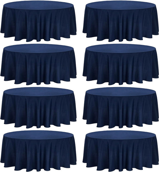 8 Pack Round Tablecloth 70 Inch Round Table Covers Bulk Washable Polyester Fabric Round Table Clothes for Wedding Party Reception Banquet Buffet Restaurant (Navy Blue, 70 Inch)