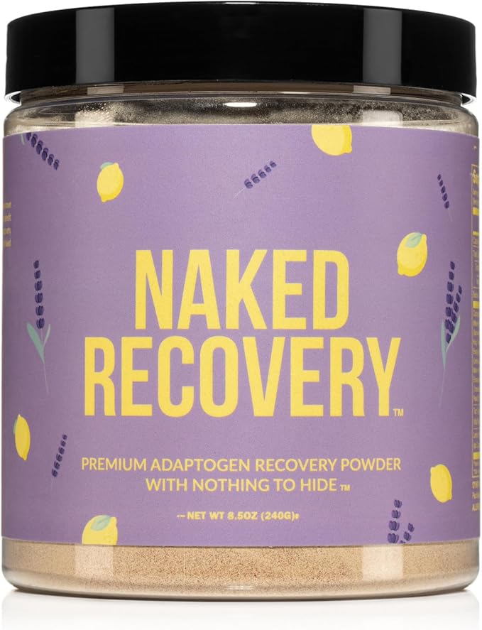 NAKED Recovery - Mushroom Supplement Powder - Lions Mane, Cordyceps, Reishi, Tart Cherries, Lemon Balm - Adaptogen Wellness Formula, Stress Relief, Muscle Recovery - 30 Servings