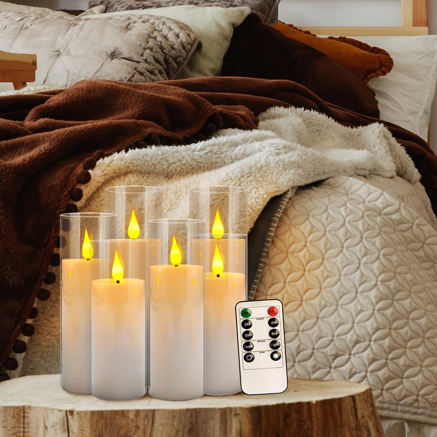 Flickering Flameless LED Candles, 24 Pcs Battery Operated Acrylic LED Pillar Candles with 4 Remote Controls & Timer Function - Safe for Home, Wedding, Outdoor Decor, Halloween, Christmas Party.