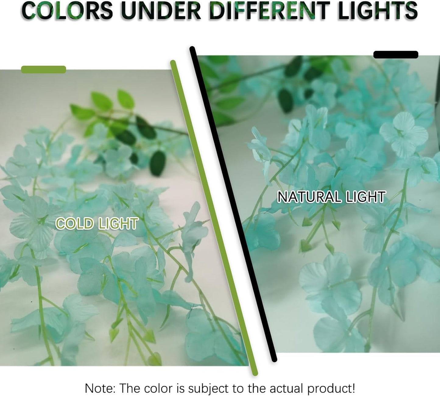 24 Pack Teal Wisteria Hanging Flowers Garland, 3.77 Feet Artificial Flower Vines, Fake Wisteria, Artificial Vines Hanging Garland for Backdrop Outdoor Yard Garden Decor