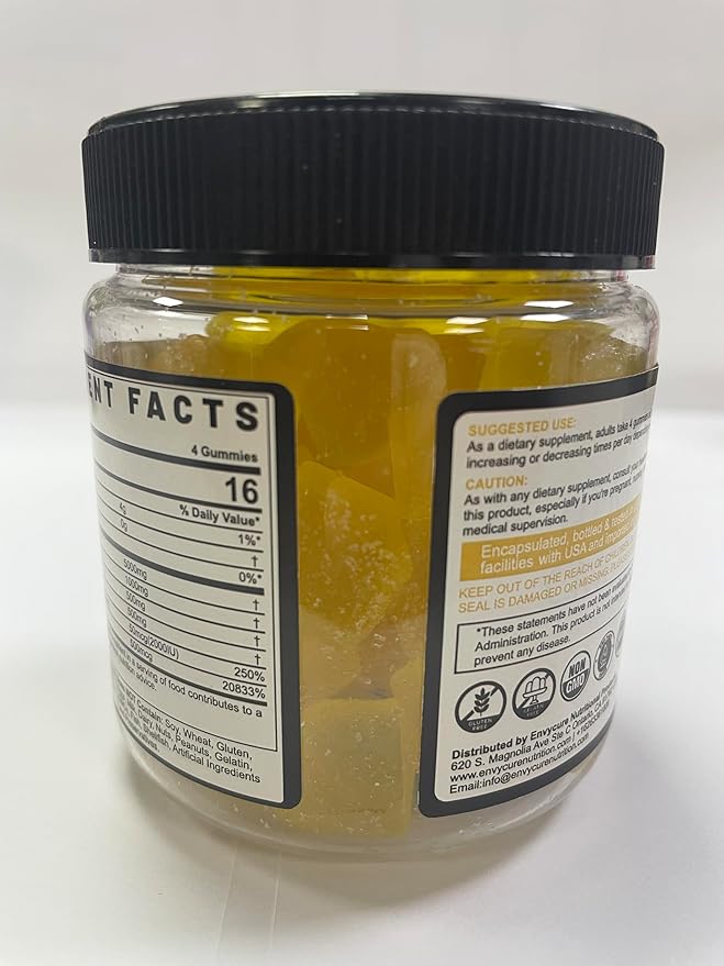 Creatine Monohydrate Gummies for Men & Women - with BCAA, Collagen Peptides, L-Taurine, Vitamin B12, D3, Creatine Monohydrate 5000mg (5g) Per Serving, Lemon Flavor, Sugar Free, 1 Pack