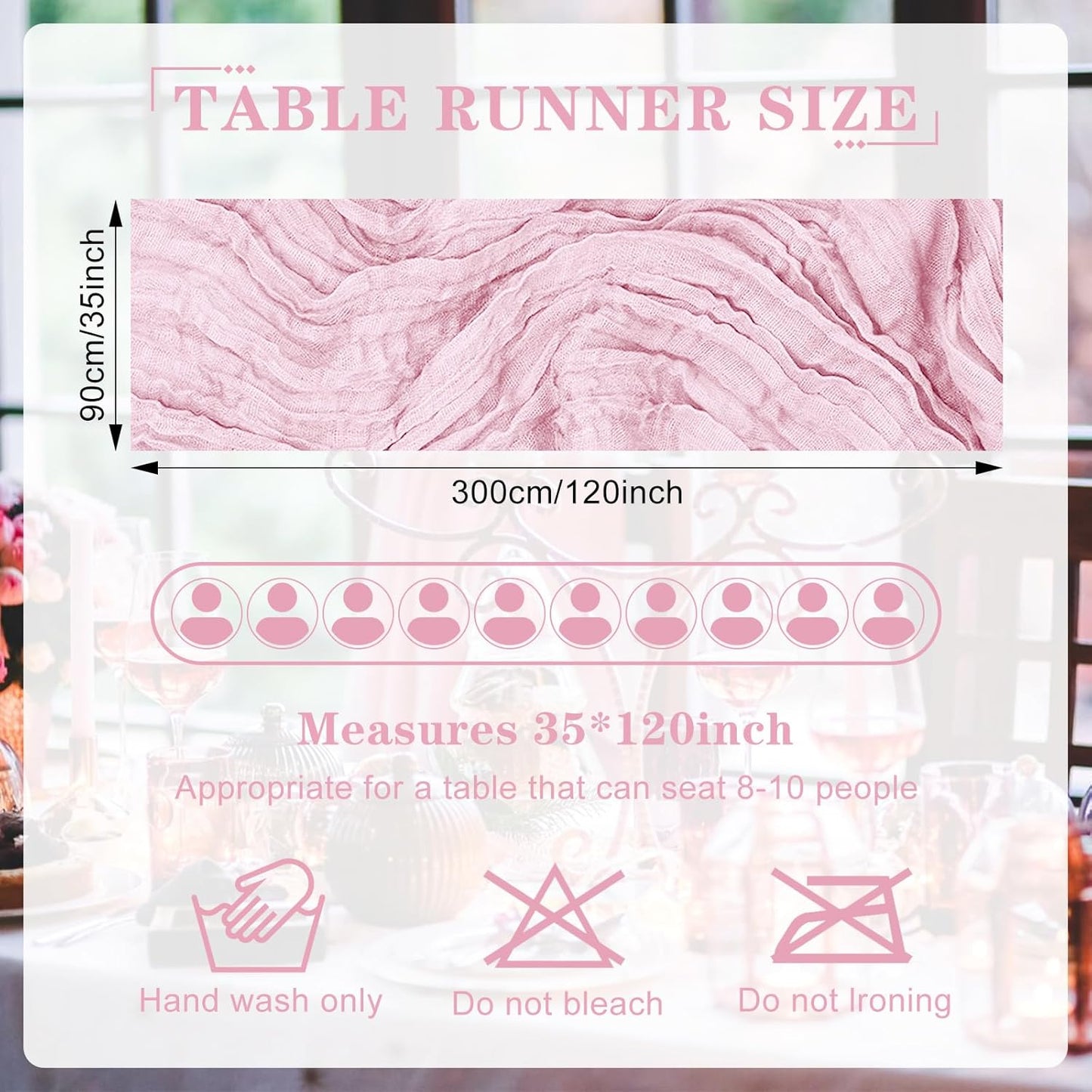 2 Pack Cheesecloth Table Runner 10Ft Christmas Gauze Boho Table Runners for Wedding Decor Bridal Shower Decorations Baby Shower Party(35" x 120")