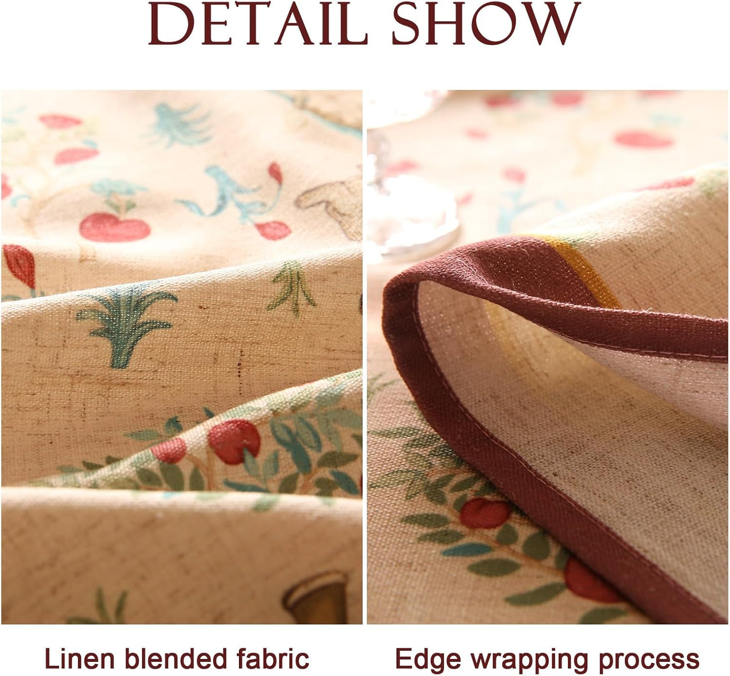 patdrea Designer Italian Beige Rectangle Tablecloth,Vintage Linen Trees Pattern Extra Long Table Cloth,Decor Table Cover for Kitchen Dining Christmas,Thanksgiving,Tea Party,67"x118"-Tatiana a