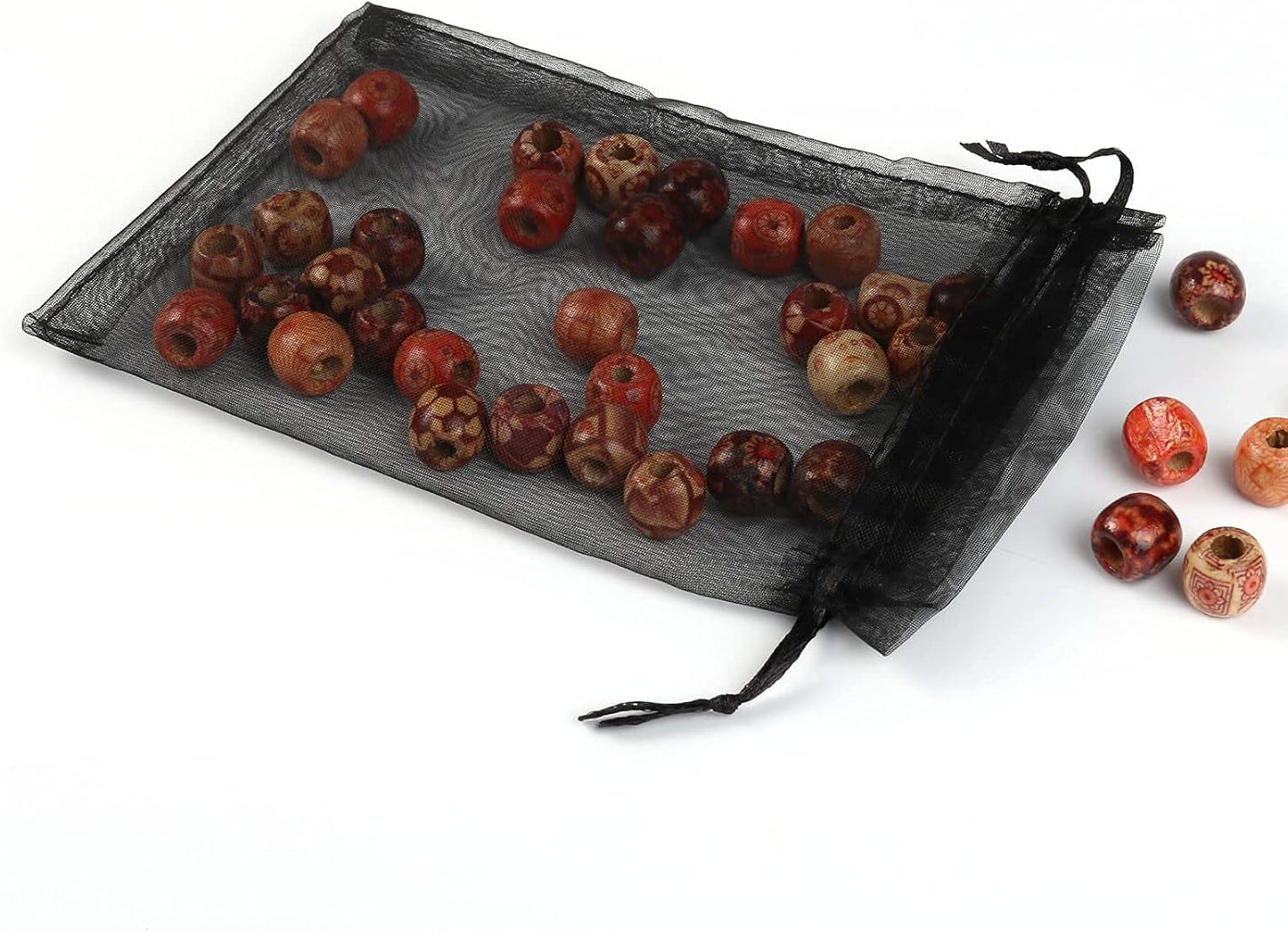 ANZNKU 50 Pack Black Organza Bags, 4 x 6 Inch Small Mesh Bags Drawstring Gift Pouches for Candy Jewelry Halloween Wedding Party Favor Christmas