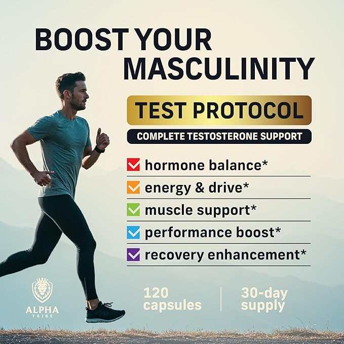 Alpha Tribe Test Protocol - Elite Natural Testosterone for Men | Testosterone Supplement for Men with Ashwagandha & Tongkat Ali | Muscle Growth, Libido, Stamina & Strength Support