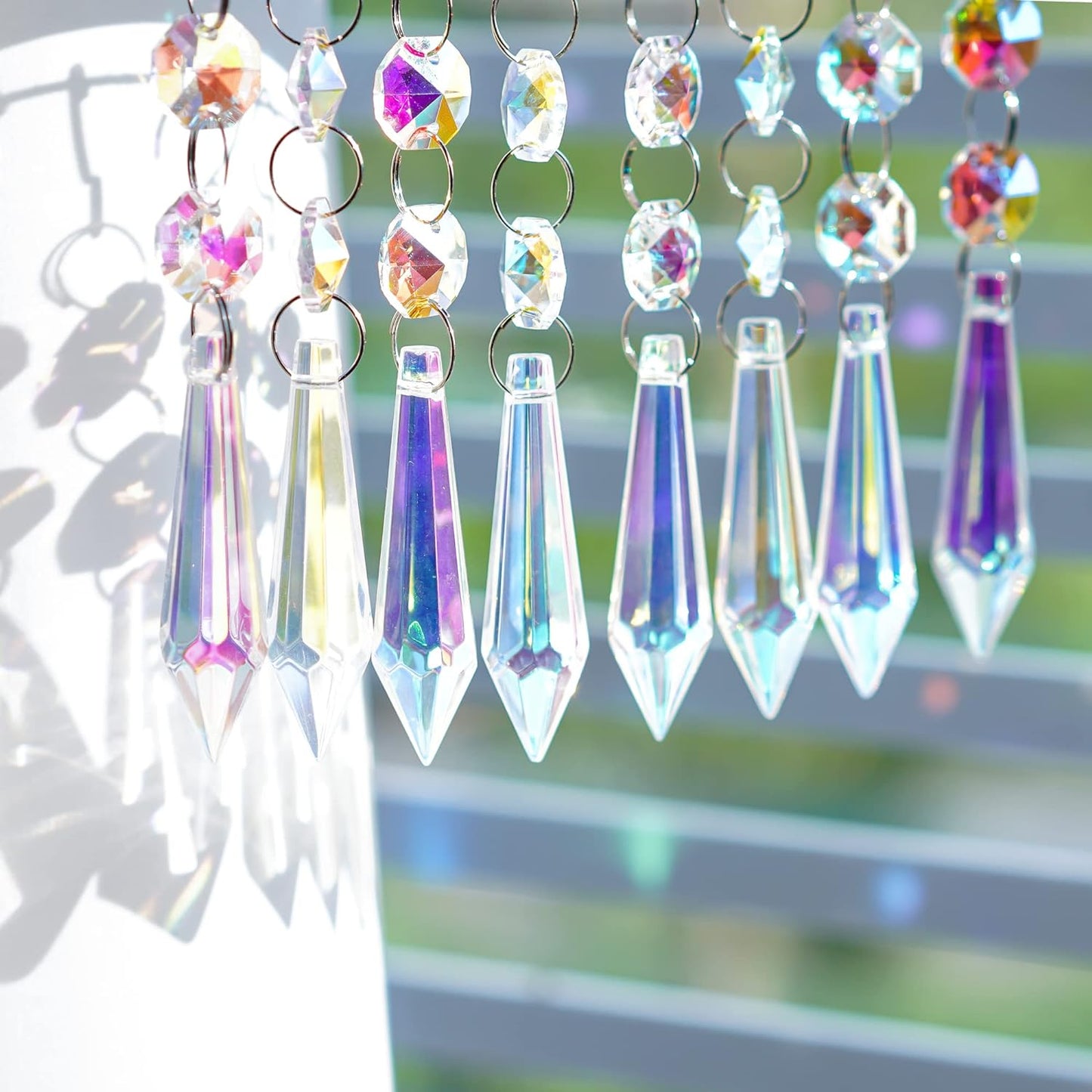 H&D HYALINE & DORA 20pcs 55mm Suncatcher Aurora Chandelier Icicle Crystal Prisms Pendant, Octagon Beads Decor Sun Catchers