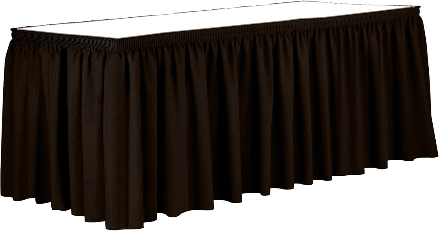 Ultimate Textile Pleat Polyester Fabric Table Skirt - Machine Washable Flame Resistant with Clips for Events, Weddings & Trade Shows, Cut & Sewn in Paterson, NJ - Chocolate, 7' Shirred Pleat