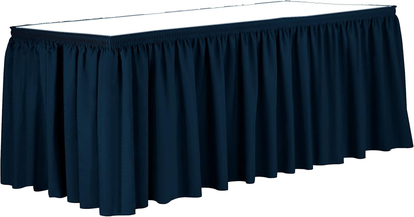 Ultimate Textile Pleat Polyester Fabric Table Skirt - Machine Washable Flame Resistant with Clips for Events, Weddings & Trade Shows, Cut & Sewn in Paterson, NJ - Lagoon, 21' Shirred Pleat