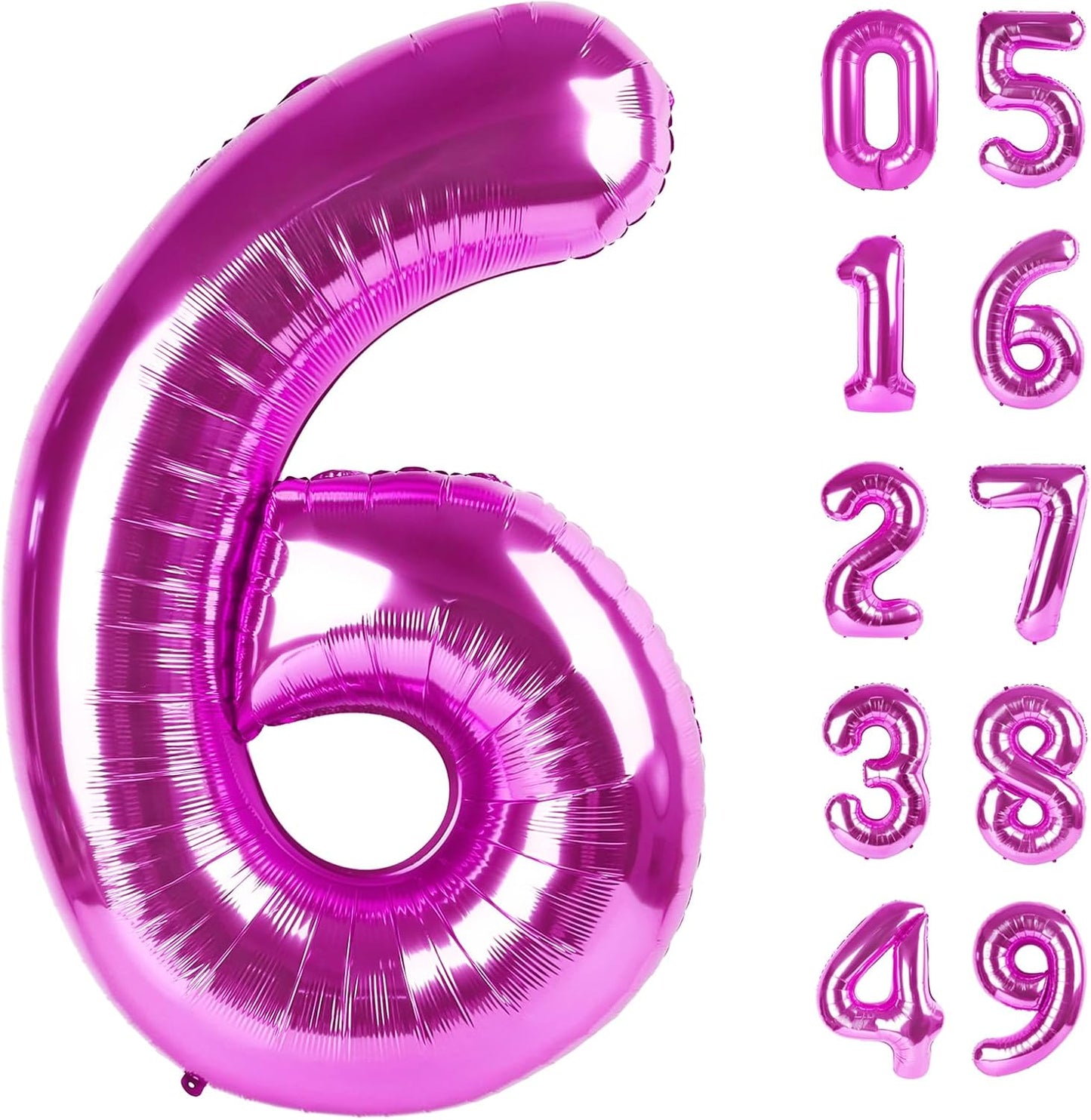 40 Inch Rosy Purple Mylar Foil Number 6 Birthday Balloon, Digital Balloons for 6 16 Boy Girl Party Decorations Supplies, Rosy Purple Big Helium Balloon Numbers for 26 36 46 60 Men Women Anniversary