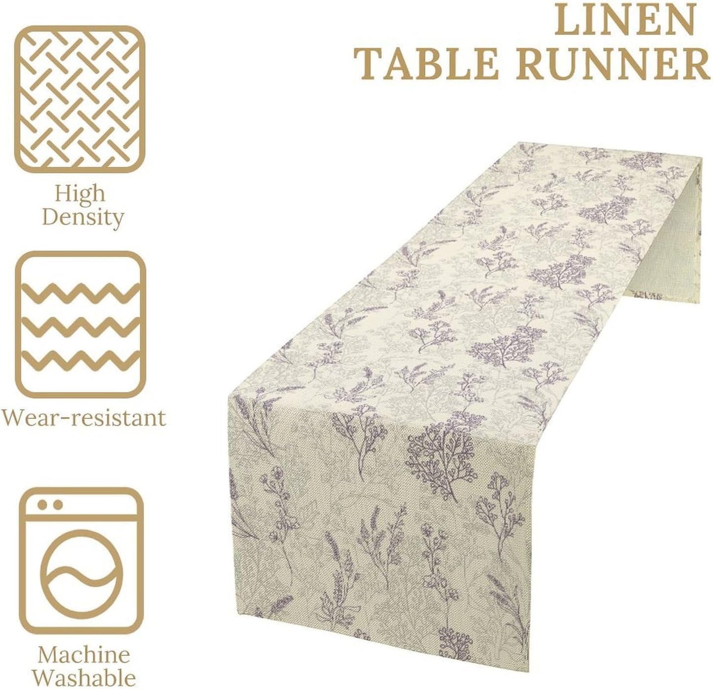 Purple Lavender Table Runner Vintage Watercolor Modern Kitchen Restaurant Decoration Suitable for Indoor and Outdoor Wedding Party Banquet Table Runner 13x120 Inch