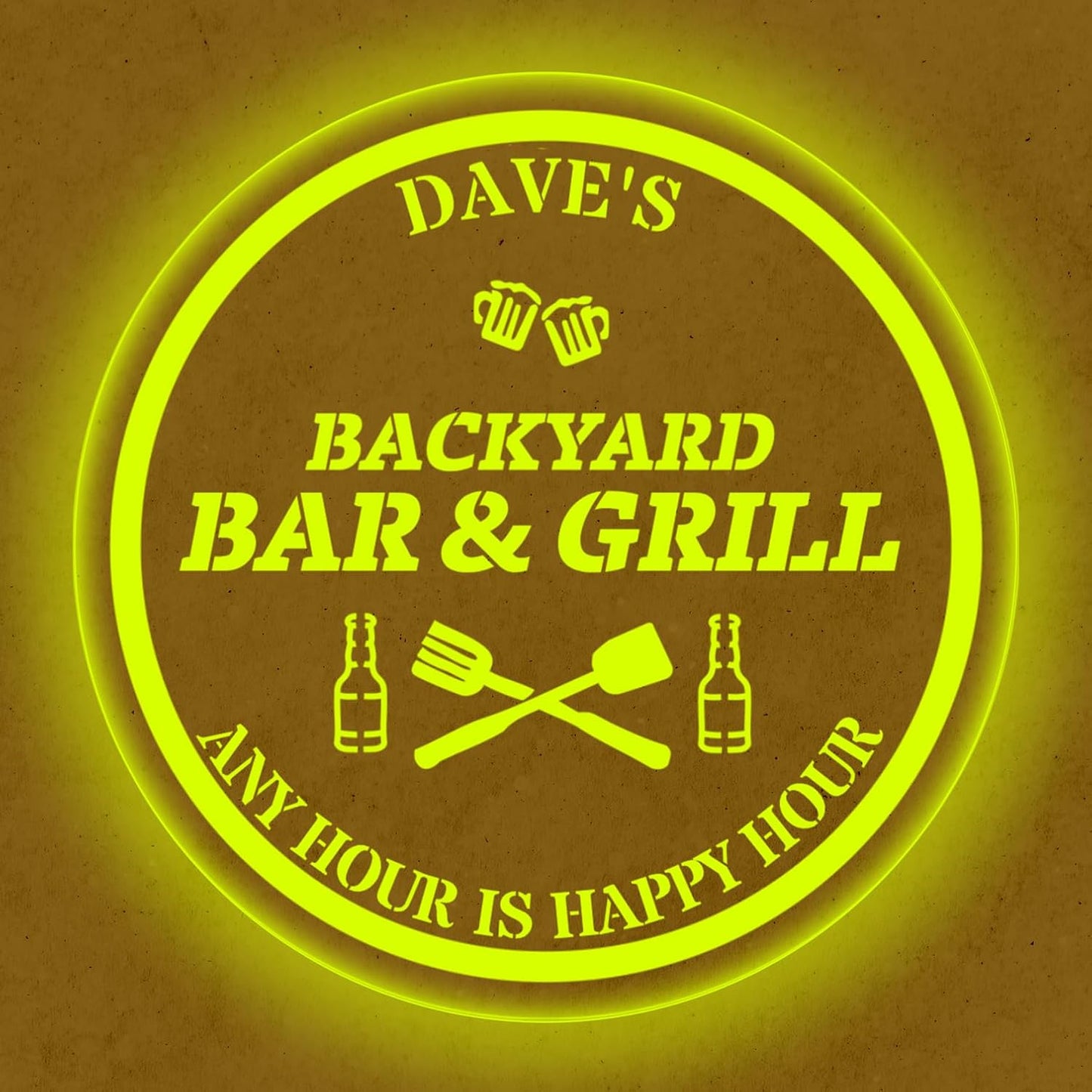 Custom Acrylic LED Bar Sign – Personalized Color Changing Wall Decor for Backyard Patio, Home Bar, Kitchen, or Man Cave (Bar & Grill, 16 INCHES)