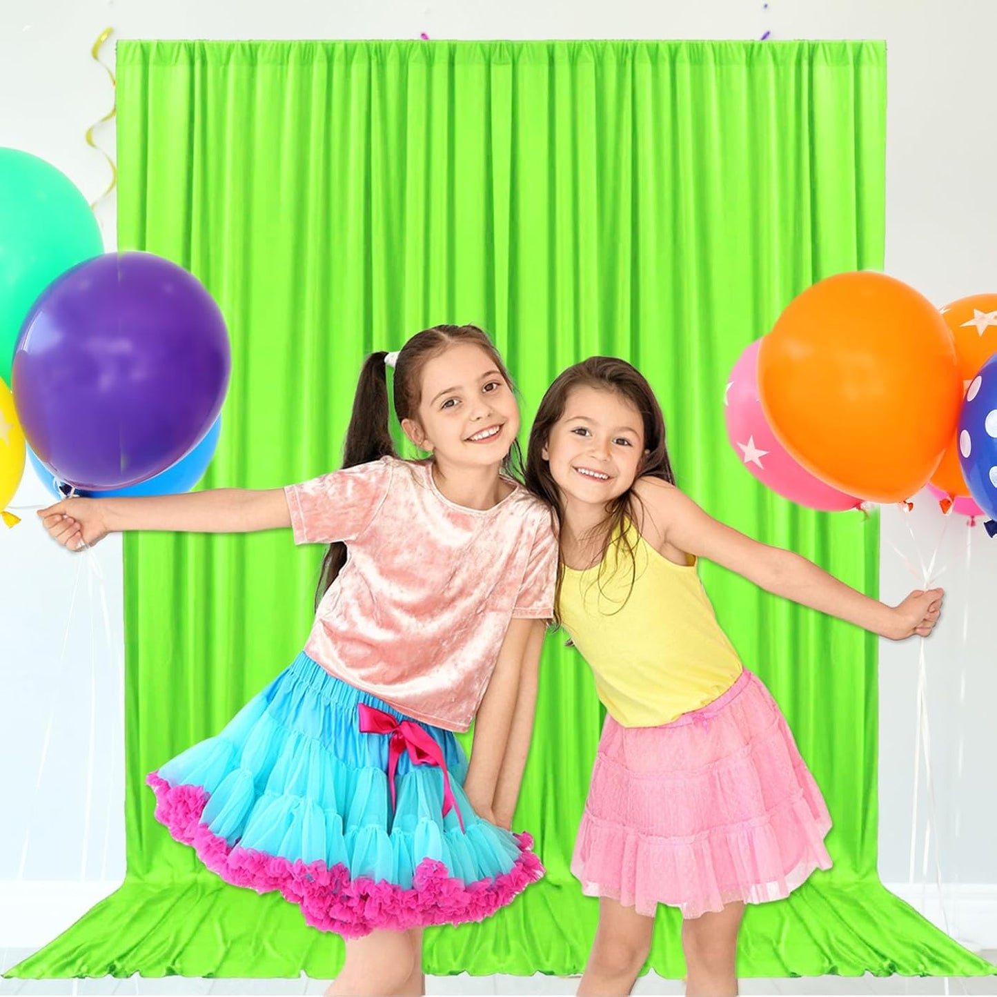 10ft x 10ft Fresh Green Backdrop Curtains for Parties, Fabric Satin Background Curtain with Rod Pockets for Weddings, Birthday, Baby Shower, Photography, Graduation Party Backdrop Drapes, 2 Panels