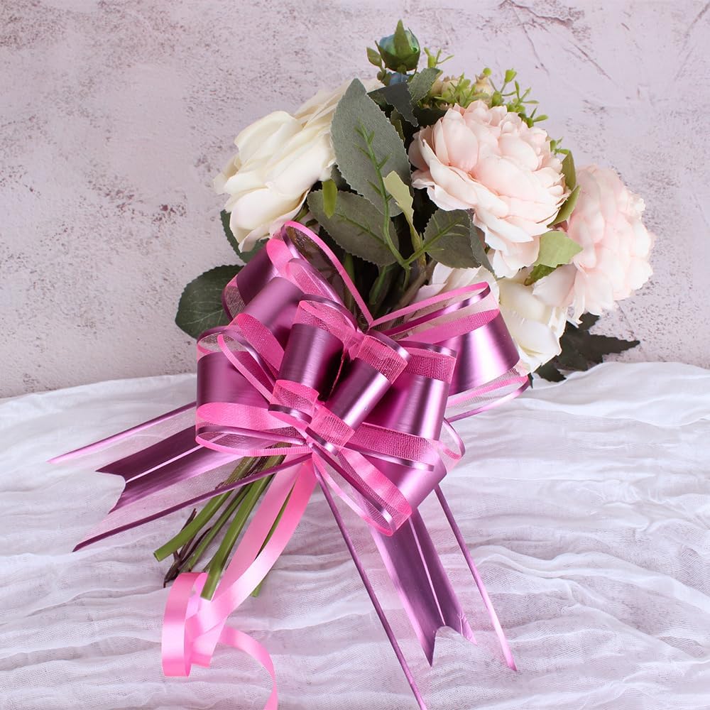 WEWILUCK Gift Bows for Presents, Hot Pink Bows for Gift Wrapping, Gift Bows with Ribbon for Weddings, Bridal Showers, and Anniversary Decoration(6 inches, 15PCS)
