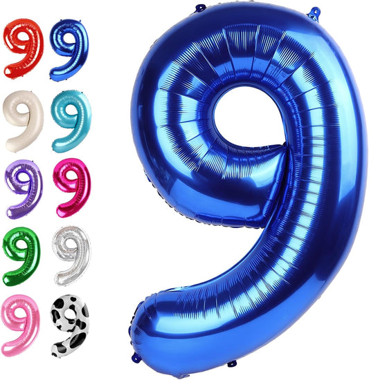 40 Inch Big Navy Blue 9 Balloon Number, Jumbo Giant Happy 9th 19 29 39 49 99 Birthday Party Decorations, Large Nine Mylar Foil Anniversary Birthday Party Engagement Decorations