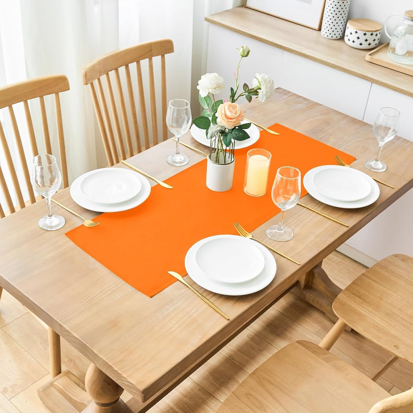 2 Pack Orange Small Short Table Runner 12 x 24 Inch Solid Color Runners Coffee Table Dresser for Daily Party Home Decoration