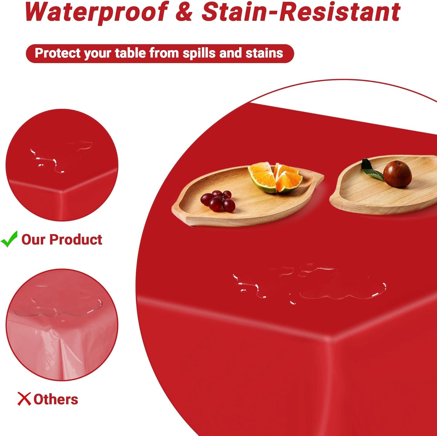 12 PCS Red Disposable Plastic Tablecloth, Party Red Plastic Table Cloth Disposable, Waterproof Smooth Table Cover, 54 X 108 IN Table Cloth Rectangle Table for Outdoor Events Birthdays Weddings Picnics