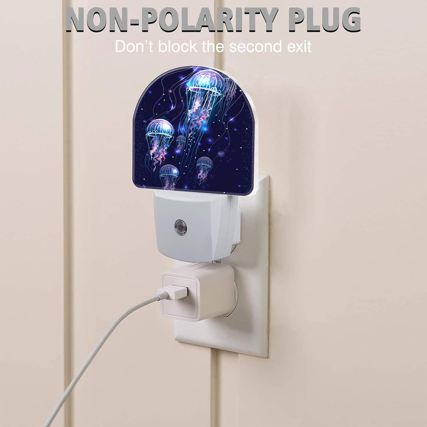 Glowing Jellyfishes Night Light Plug into Wall with Dusk to Dawn Light Sensors Jellyfishes Night Light LED Lamp for Bedroom Hallway Home Wall Decor Nightlight for Girls Boys Men Women