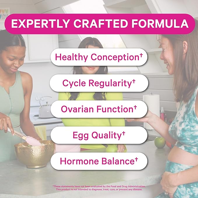 Pink Stork Fertility Supplements for Women – Preconception Vitamins with Inositol, Vitex & Ashwagandha – Women’s Fertility Supplement for Conception & Hormone Balance – 60 Vegetarian Capsules