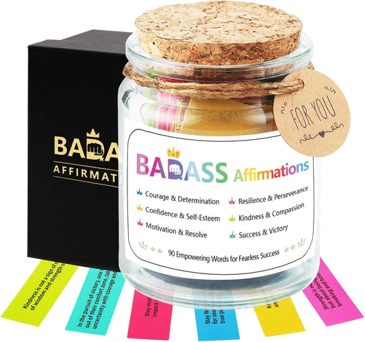 Badass Affirmations Jar Congratulations Graduation Gifts Motivational and Inspirational Gifts for Women Men Boss Unique Funny Christmas Birthday Gift for Sister Coworker Friend