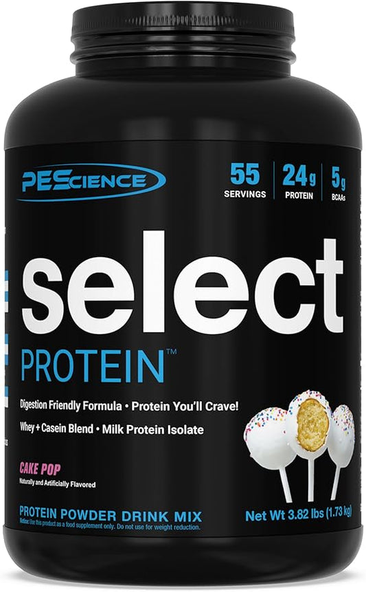 PEScience Select Protein Powder, Whey and Casein Blend, Clean Protein Powder for Women and Men, Low Calorie, Low Carb, Keto Friendly, Gluten Free, Cake Pop, 55 Servings