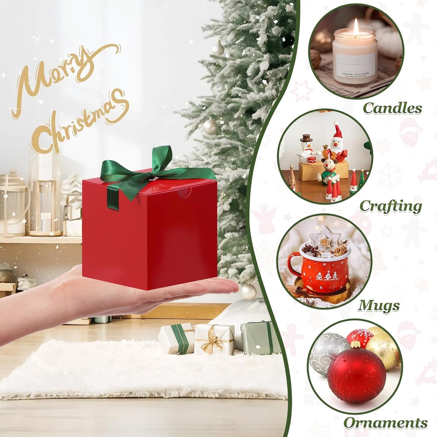 DOYIDE Small Gift Boxes, 20 Pack 5x5x5 Inch Red Elegant Paper Boxes with Ribbons, Crafting, Christmas Gift Box Wedding Party Favor, Cupcake, Candy, Bridesmaids Proposal Box