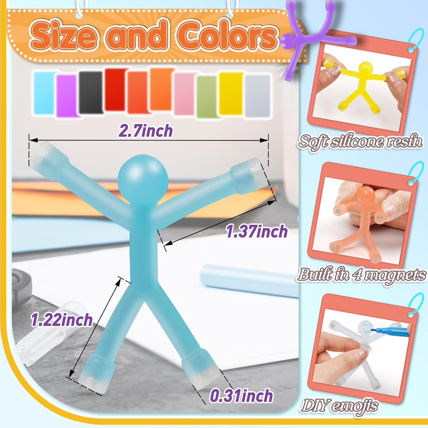 10 Pack Magnetic People for Adults, Decorative Refrigerator Magnets, Creative Magnet Set for Locker, Office, Kitchen, and Travel Use