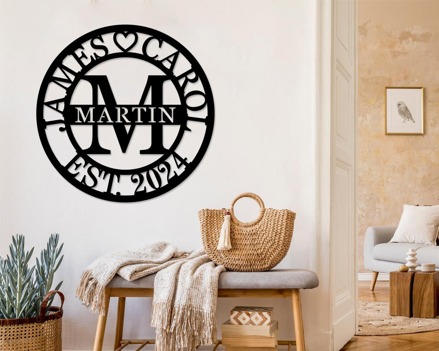 Personalized Custom Split Letter Family Name Sign, Large Metal Decor, Established Sign, Anniversary Wedding Gift