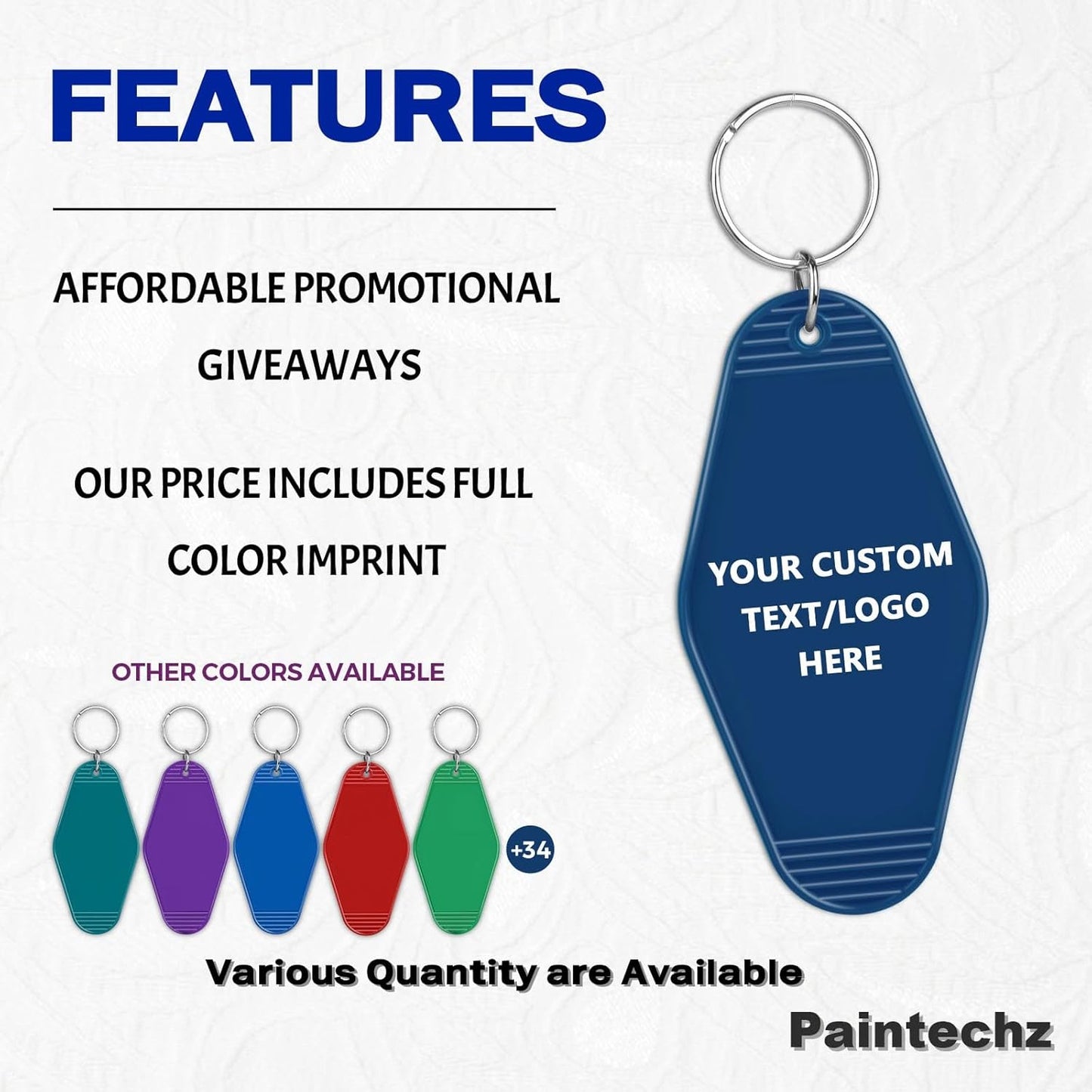 Custom Vintage Hotel Motel Keychains 200 Pack, Personalized Logo, Text Bulk - Perfect for Tradeshows, Campaign Gifts - Customizable Key Tags