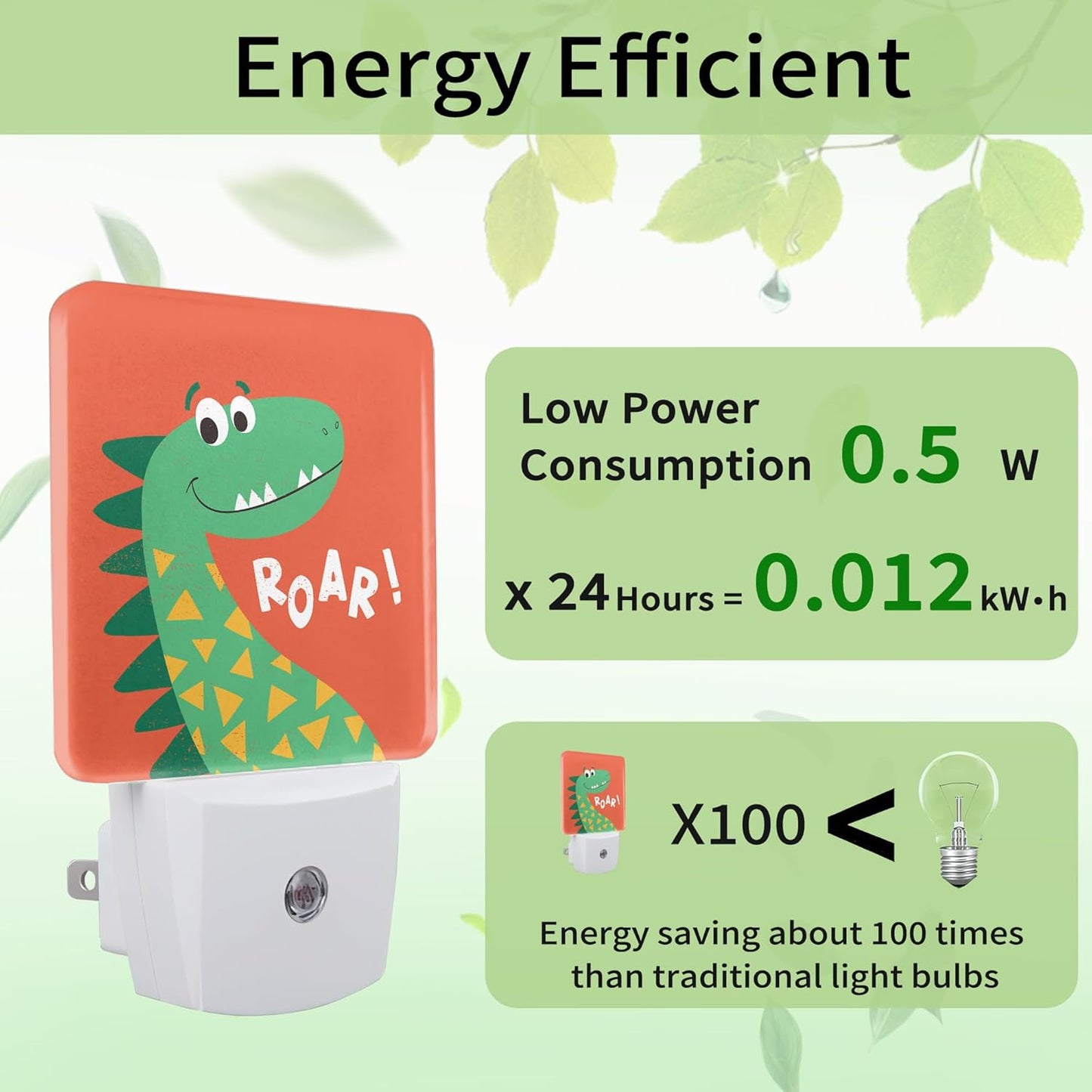 Cartoon Dinosaur Night Light, Night Light Plug into Wall with Dusk to Dawn Sensor, LED Lamp Energy Saving Lights for Men Women Boys Girls,Lamp for Bedroom Bathroom Hallway