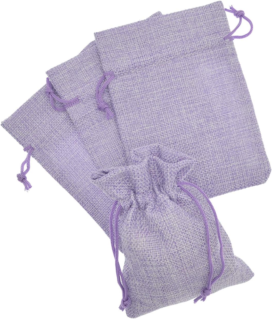 20pcs Burlap Bags with Drawstring 3.9 x 5.5 inch, Linen Gift Bags Jewelry Pouches Sachets for Christmas Wedding Party Favor (Light Purple)