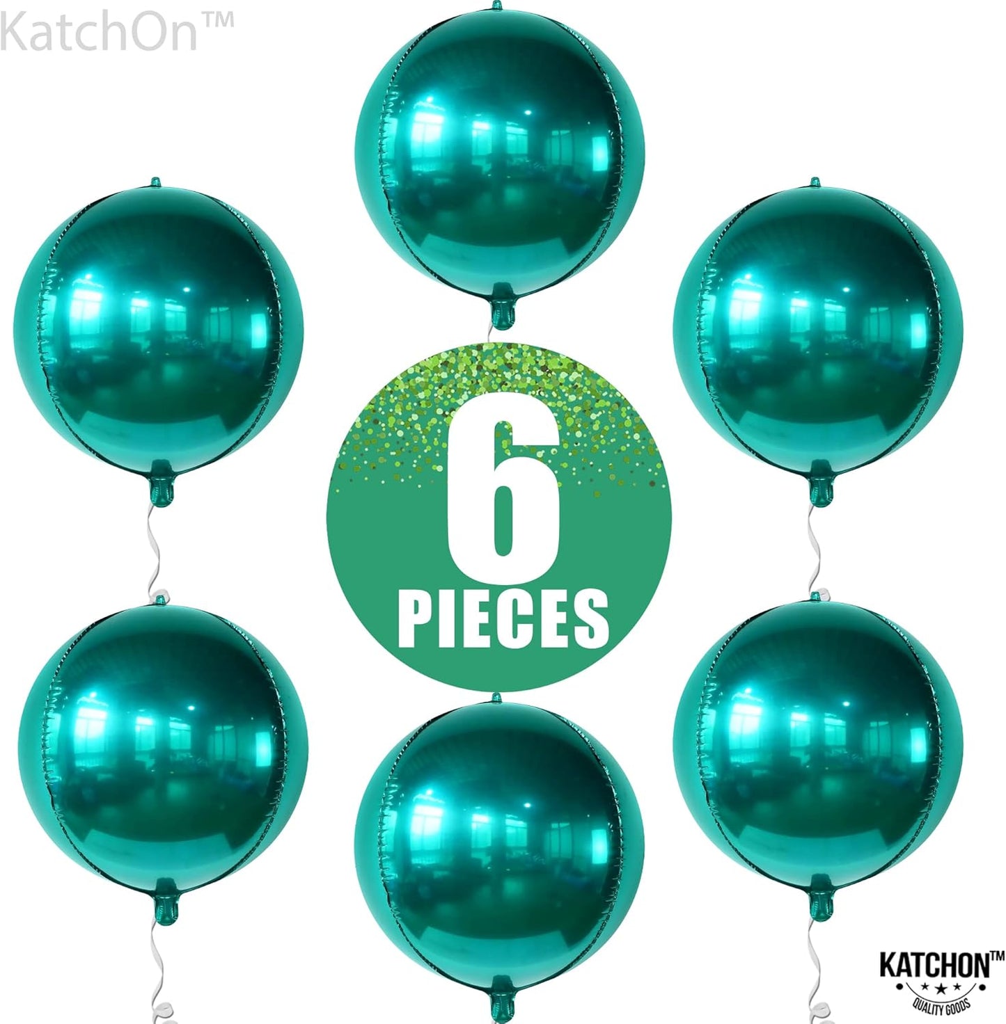 KatchOn, Metallic Emerald Green Balloons - Big 22 Inch, Pack of 6 | Dark Green Mylar Balloons, Emerald Green Foil Balloons for Emerald Green Party Decorations | Graduation decorations 2025