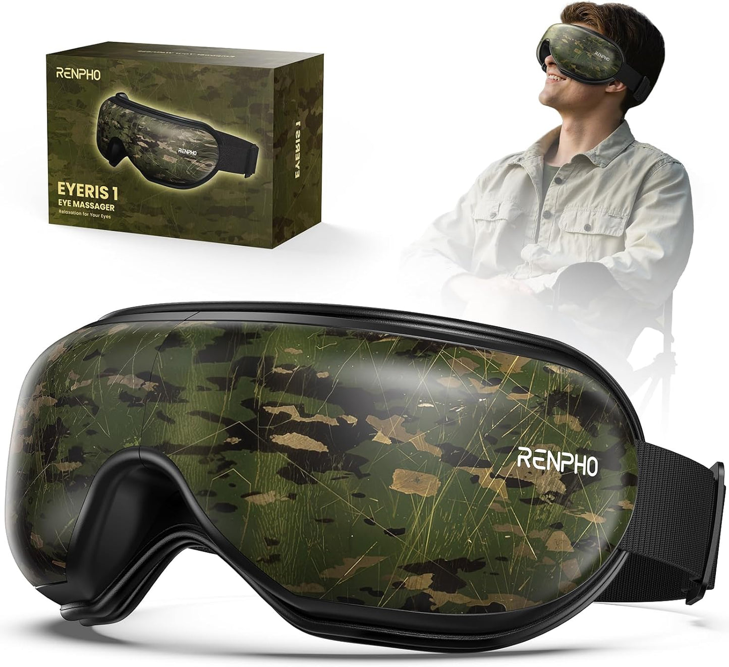 RENPHO Eyeris 1 Eye Massager with Heat, Birthday Gifts for Mom Dad Women Men Her Him, Sleep Mask with Heat Bluetooth Music, Relax Eye